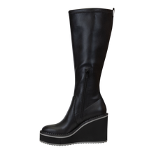 Load image into Gallery viewer, NAKED FEET - APEX in BLACK Wedge Knee High Boots
